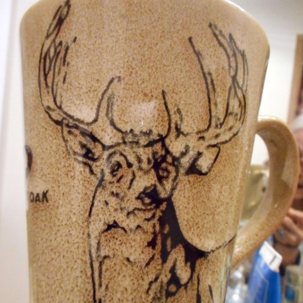 MOSSY OAK Beige & Brown Elk Design Stoneware Coffee Mug